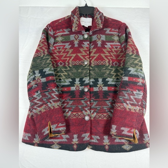 Coldwater Creek Jackets & Blazers - Coldwater Creek Women's Aztec Button-up Blazer Red/Green/Black/Gold Size 14